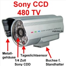 Farb wetterfeste Kamera m. Nachtsicht und Sony 480 TFL CCD-Sensor!