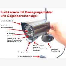 DG60 Wetterfeste 2,4 GHz Farb Funk Kamera mit Nachtsicht, Bewegungsmelder und Freisprecheinrichtung!