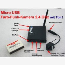 Micro Funk Farb Kamera mit Ton Anschlu� f�r Modellbau und �berwachung