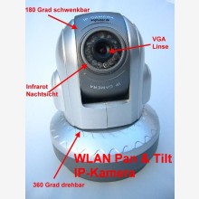 WLAN + LAN Netzwerk Pan & Tilt IP Kamera m. Nachtsicht!