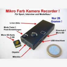 Micro Interview + Modellbau Video Farb Kamera Recorder!