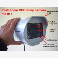 6- 36 mm Iris Zoom Sony 480 TFL CCD Profi Farb wetterfeste Kamera m. Nachtsicht