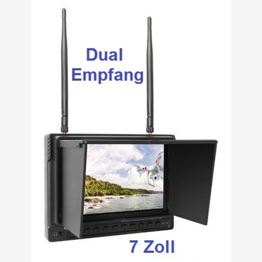 7 Zoll HD Flight FPV Monitor 32 Kanal Bildschirm mit Recordfunktion und Akku integriert!