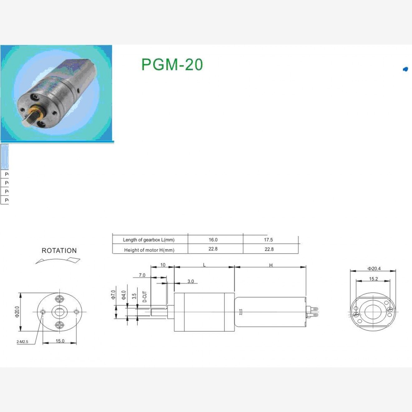 PGM20 Mini-Getriebemotor 4V, 45 Umdr./min., 1:78 PGM20 Mini-Getriebemotor 4V, 45 Umdr./min., 1:78